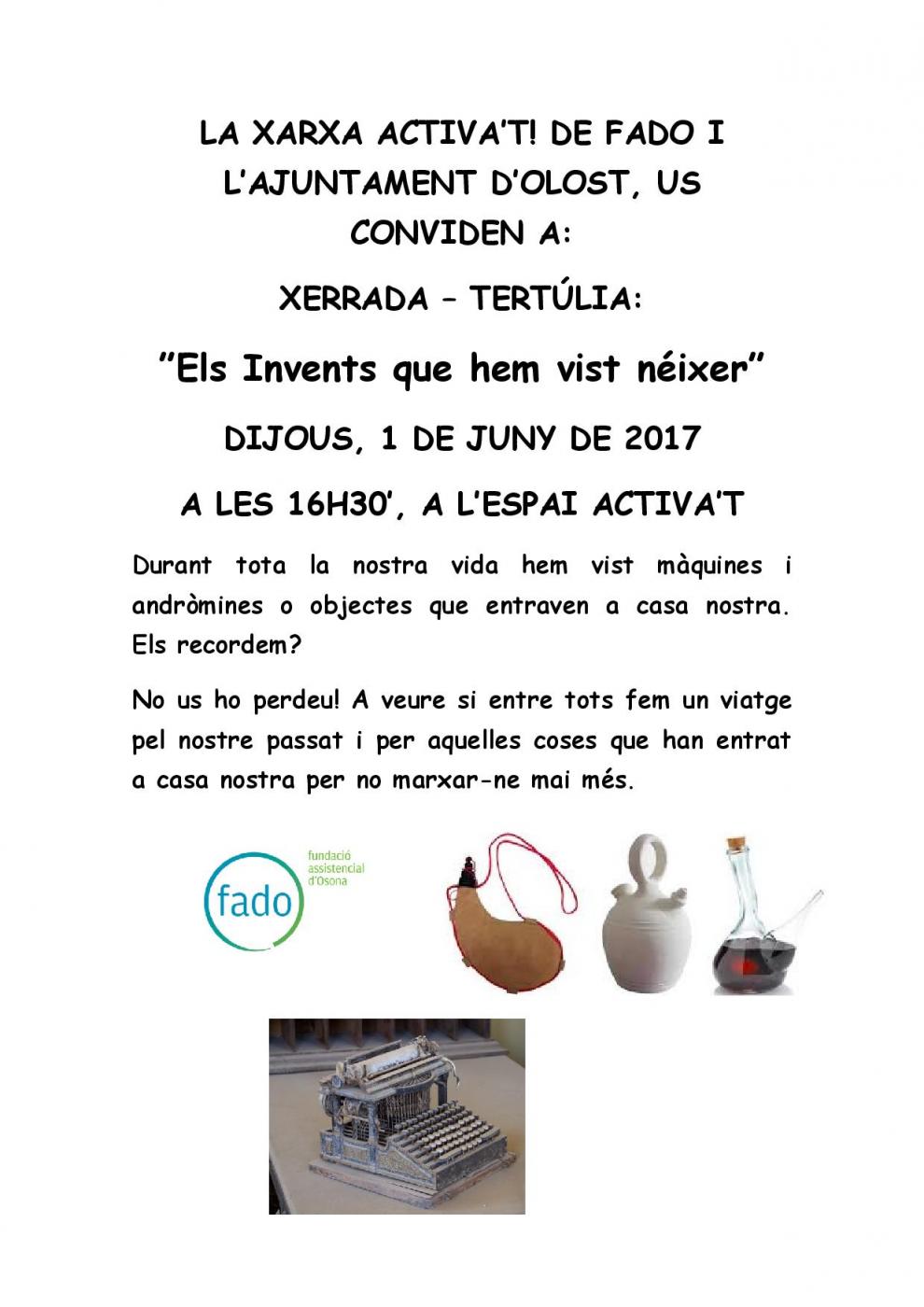 XERRADA – TERTÚLIA: ”Els Invents que hem vist néixer”